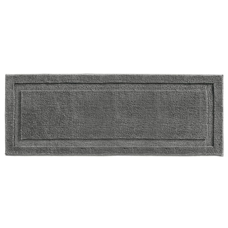 mDesign Large Modern Bath Mat Runner - Non-Skid Bathroom Rug - Long Oversized Machine Washable Floor Carpet - Extra Long Hydra Collection - Charcoal Gray - Image 1